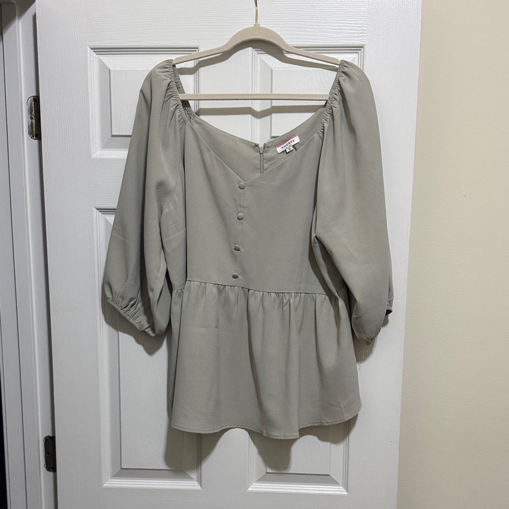 Andree Light Gray Button-Down Blouse